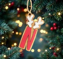 Load image into Gallery viewer, Personalized Antler Initial Ornament