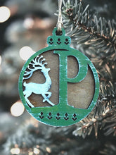 Load image into Gallery viewer, White Reindeer with Personalized Initial Ornament