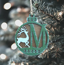 Load image into Gallery viewer, White Reindeer with Personalized Initial Ornament