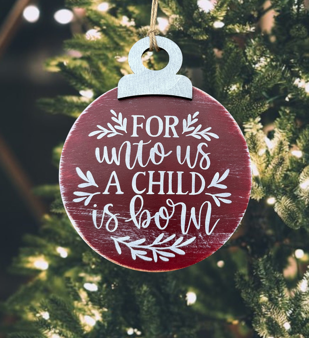 A Child is Born Christmas Ornament