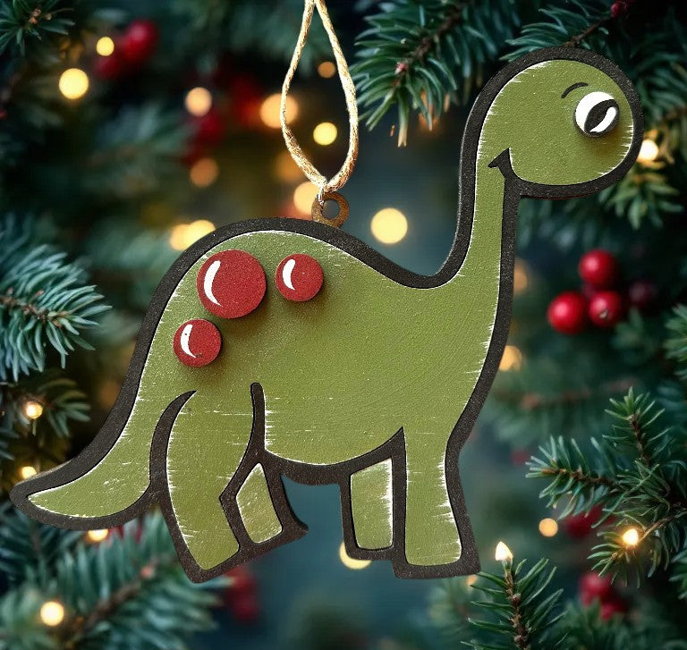 Green Barosaurus Dinosaur Ornament
