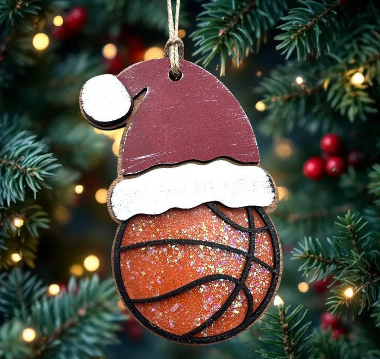 Glittery Basketball Ornament
