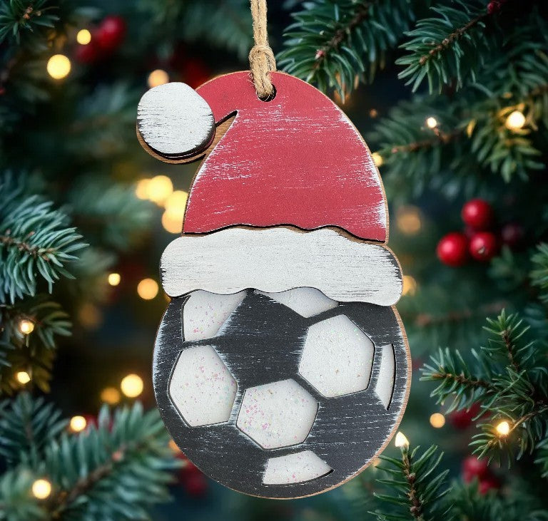 Glittery Soccer Ball Ornament