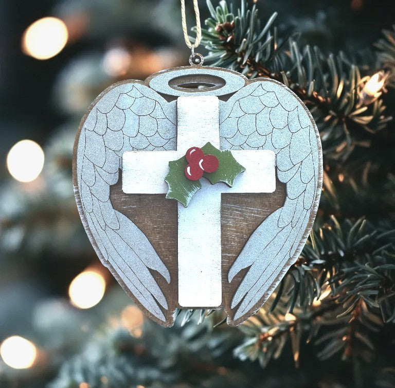 Angel Wing Cross Ornament