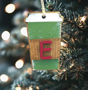 Initial Coffee Cup Ornament