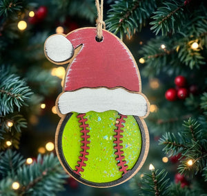 Glittery Softball Ornament
